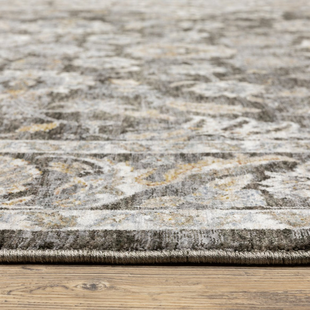 Oriental Weavers Maharaja 070N1 Grey/Ivory Round Area Rug 7'10" - Distressed Powerloomed Polyester, Soft Luxe Texture M070N1240RDST