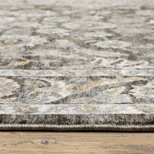 Oriental Weavers Maharaja 070N1 Grey/Ivory Round Area Rug 7'10" - Distressed Powerloomed Polyester, Soft Luxe Texture M070N1240RDST