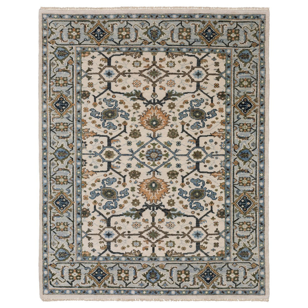 Oriental Weavers Majorca Vintage-inspired Hand-knotted Wool Area Rug With Classic Oushak Motifs For Timeless Elegance Ivory,Light Blue Wool Mmaj01244305st