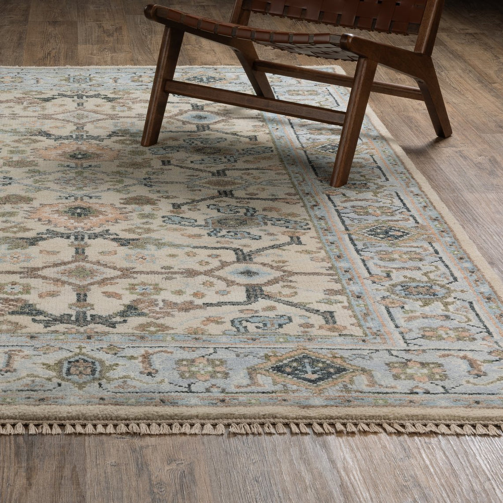 Oriental Weavers Majorca Vintage-inspired Hand-knotted Wool Area Rug With Classic Oushak Motifs For Timeless Elegance Ivory,Light Blue Wool Mmaj01244305st