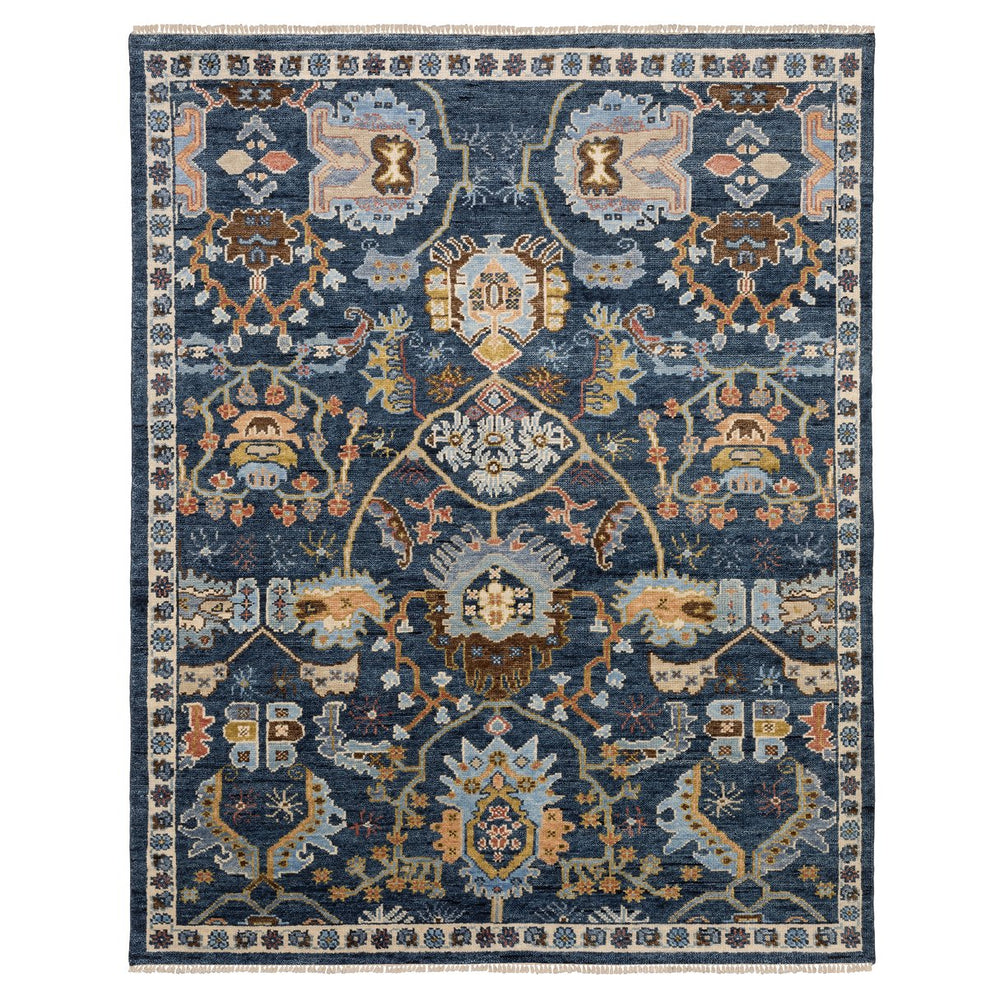 Oriental Weavers Majorca Vintage-inspired Hand-knotted Area Rug With Classic Oushak Motifs In Trendy Colors Navy,Multi Wool Mmaj02183274st