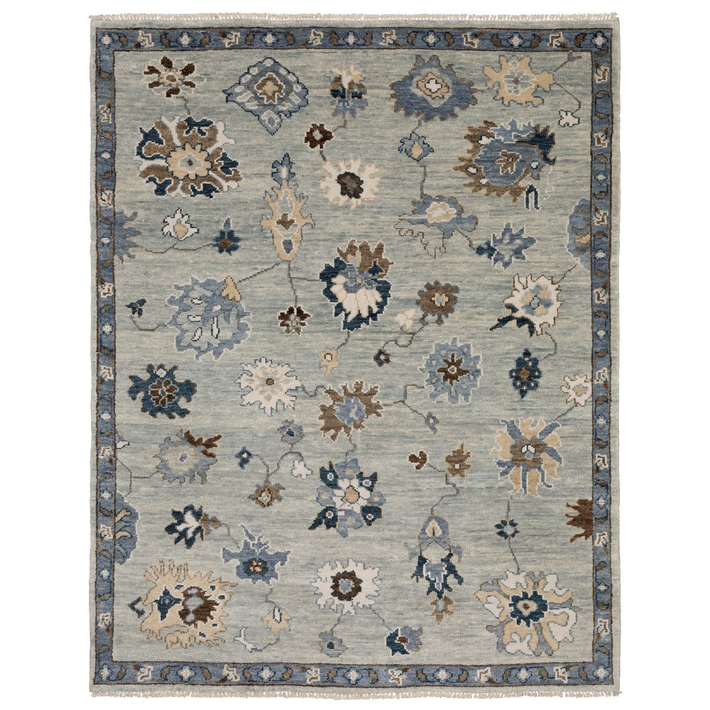 Oriental Weavers Majorca Vintage-inspired Oushak Motif Indoor Area Rug – Handcrafted Premium Wool For Timeless Elegance Light Blue,Blue Wool Mmaj06275365st