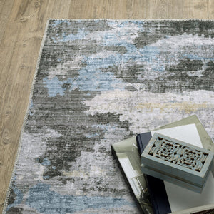 Oriental Weavers Malibu Indoor Area Rug - Machine Washable, Non-slip Backing, Perfect For High-traffic Spaces Grey,Blue Polyester Mmal01107168st