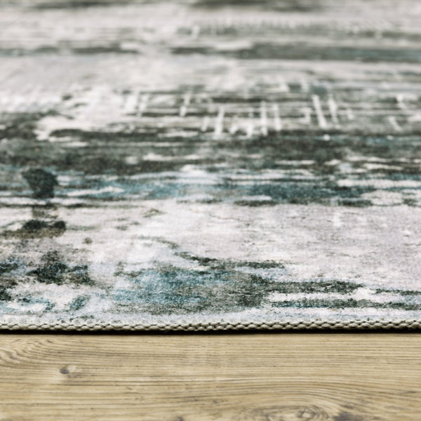 Oriental Weavers Malibu Indoor Area Rug - 100% Polyester, Machine Washable, Non-slip Backing For High-traffic Use Grey,Teal Polyester Mmal03061091st