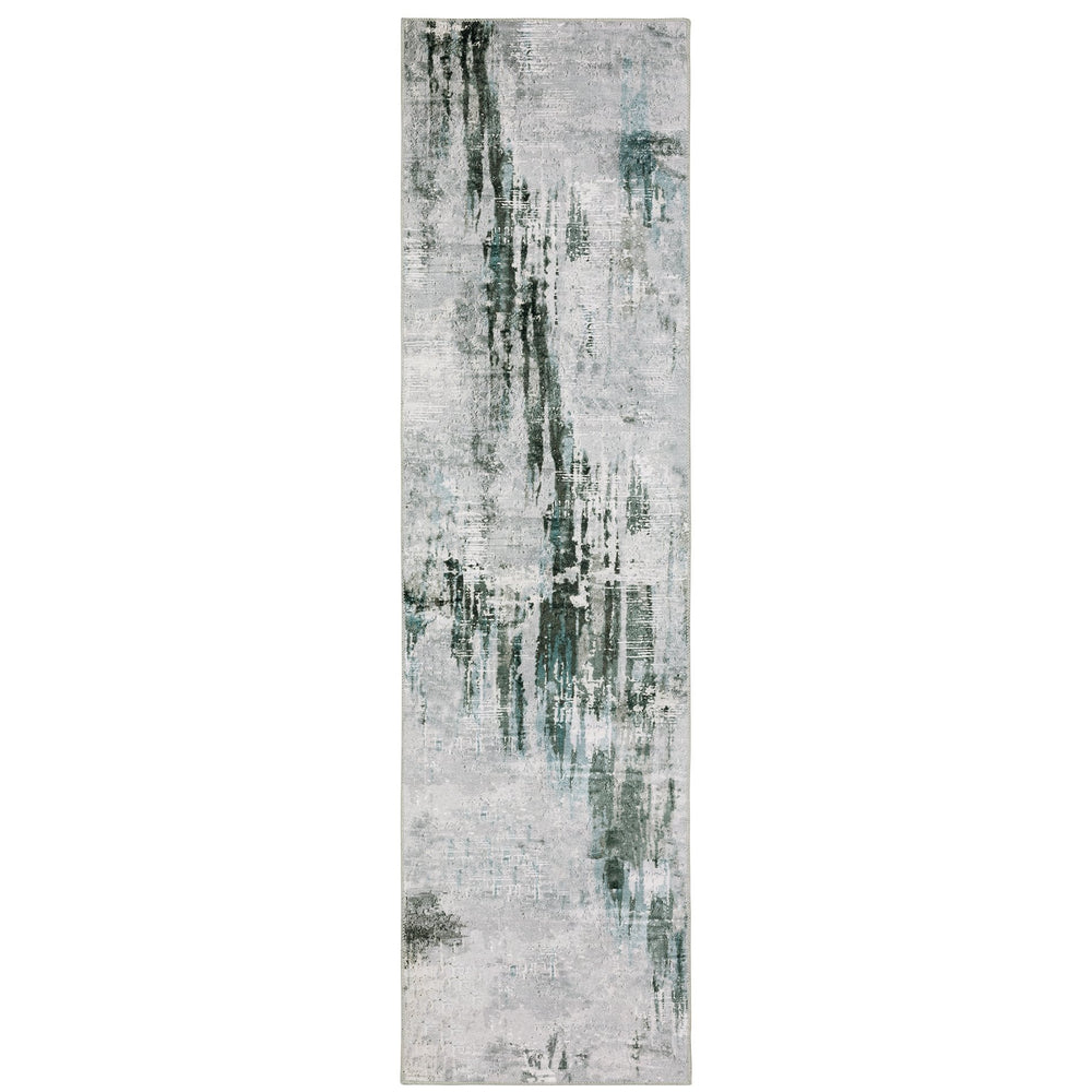 Oriental Weavers Malibu Indoor Area Rug - 100% Polyester, Machine Washable, Non-slip Backing For High-traffic Use Grey,Teal Polyester Mmal03061244st