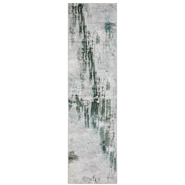 Oriental Weavers Malibu Indoor Area Rug - 100% Polyester, Machine Washable, Non-slip Backing For High-traffic Use Grey,Teal Polyester Mmal03061244st
