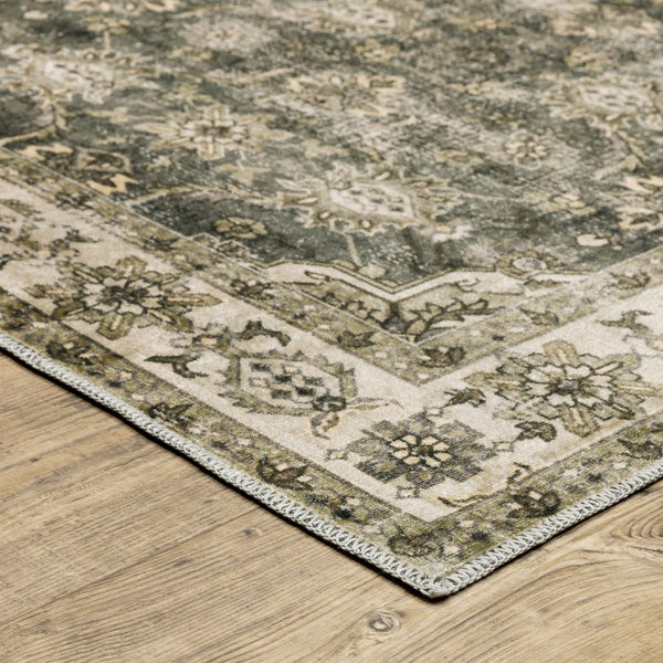 Oriental Weavers Malibu Indoor Area Rug - Machine Washable, Non-slip Backing, Perfect For High-traffic Spaces Green,Beige Polyester Mmal04061244st