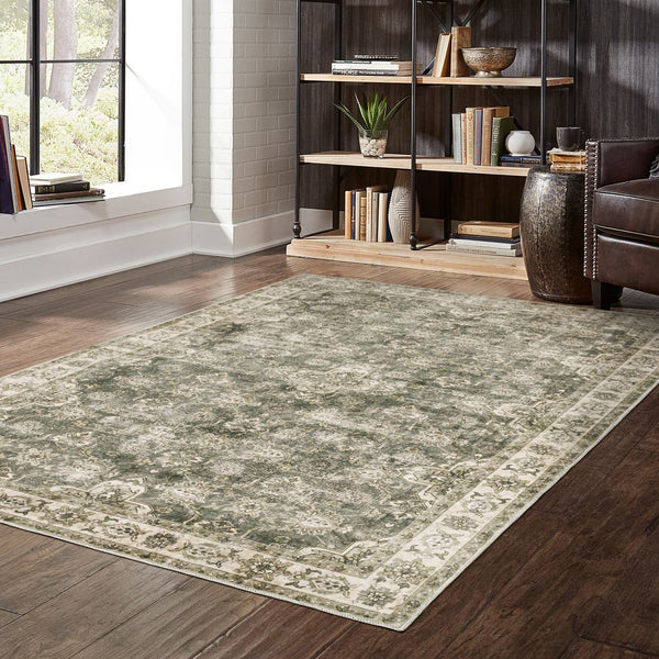 Oriental Weavers Malibu Indoor Area Rug - Machine Washable, Non-slip Backing, Perfect For High-traffic Spaces Green,Beige Polyester Mmal04107168st