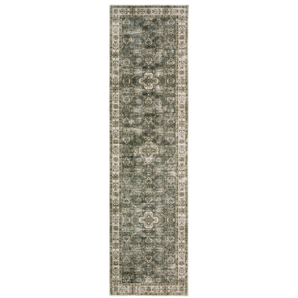 Oriental Weavers Malibu Indoor Area Rug - Machine Washable, Non-slip Backing, Perfect For High-traffic Spaces Green,Beige Polyester Mmal04061244st