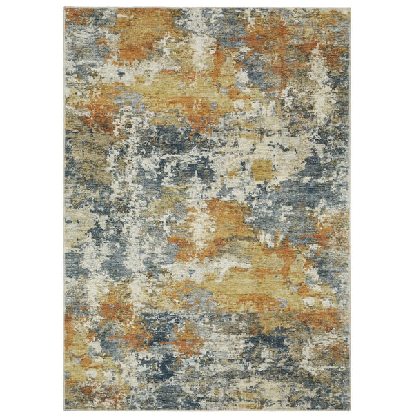 Oriental Weavers Malibu Indoor Area Rug - Machine Washable, Non-slip Backing, Perfect For High-traffic Spaces Orange,Blue Polyester Mmal05061091st
