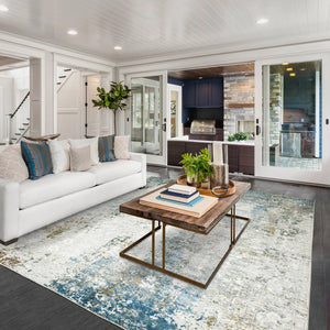 Oriental Weavers Malibu Indoor Area Rug - Machine Washable With Non-slip Backing, Perfect For High-traffic Areas Ivory,Blue Polyester Mmal06228305st