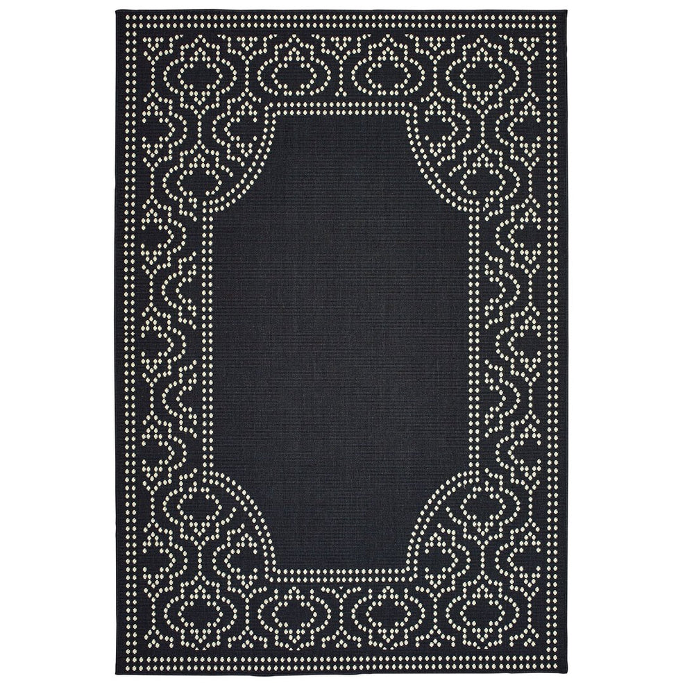 Oriental Weavers Marina Elegant Indoor/Outdoor Area Rug - Timeless Geometric Design In Classic Neutral Palette Black,Ivory Polypropylene M1247k073135st