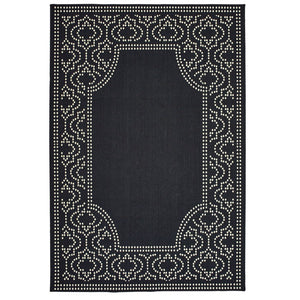 Oriental Weavers Marina Elegant Indoor/Outdoor Area Rug - Timeless Geometric Design In Classic Neutral Palette Black,Ivory Polypropylene M1247k073135st