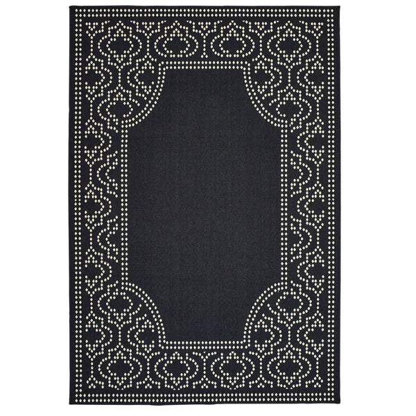 Oriental Weavers Marina Elegant Indoor/Outdoor Area Rug - Timeless Geometric Design In Classic Neutral Palette Black,Ivory Polypropylene M1247k073135st