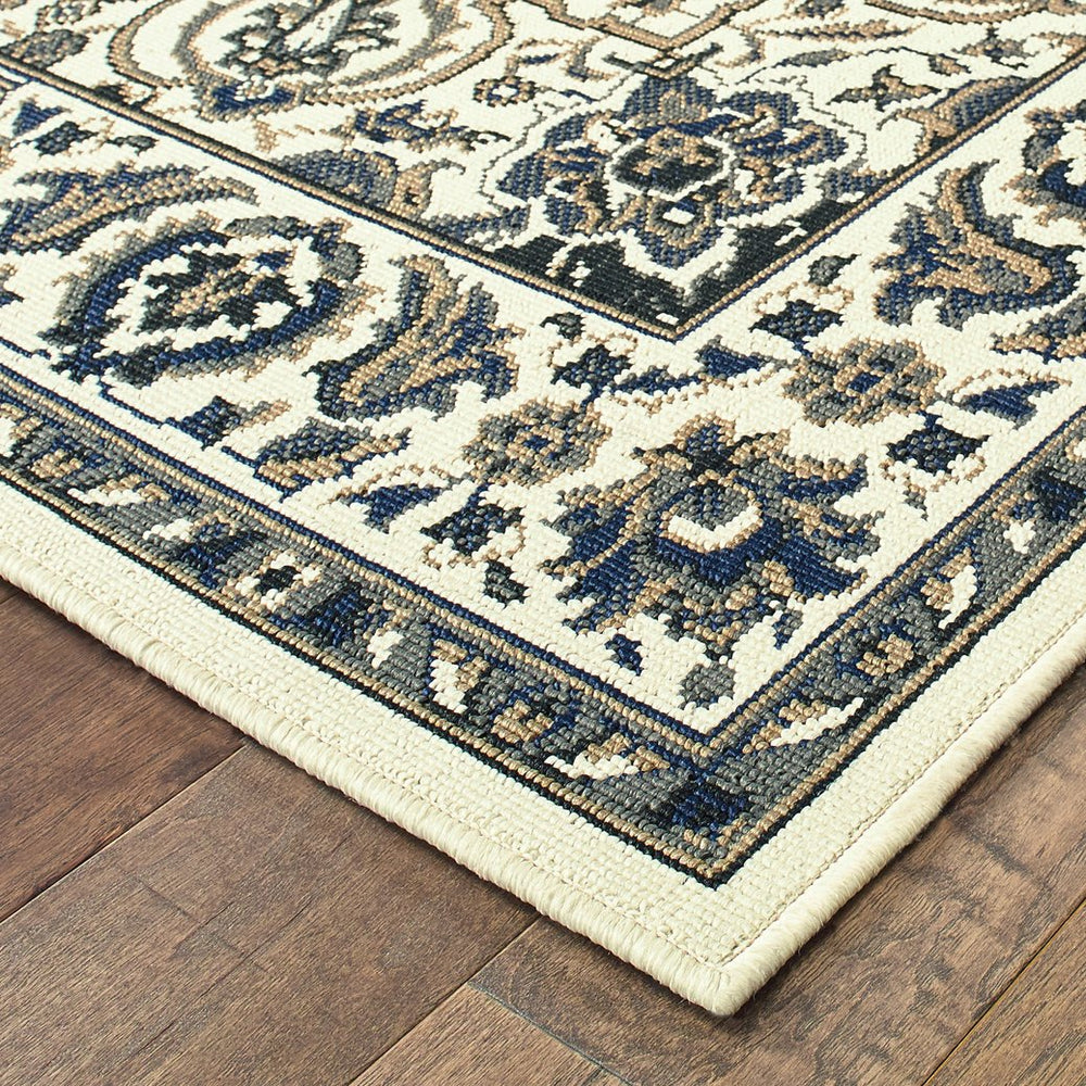 Oriental Weavers Marina Indoor/Outdoor Area Rug - Elegant Polypropylene Design With Timeless Geometric Patterns Ivory,Navy Polypropylene M1248w240330st