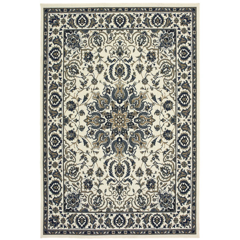 Oriental Weavers Marina Indoor/Outdoor Area Rug - Elegant Polypropylene Design With Timeless Geometric Patterns Ivory,Navy Polypropylene M1248w240330st