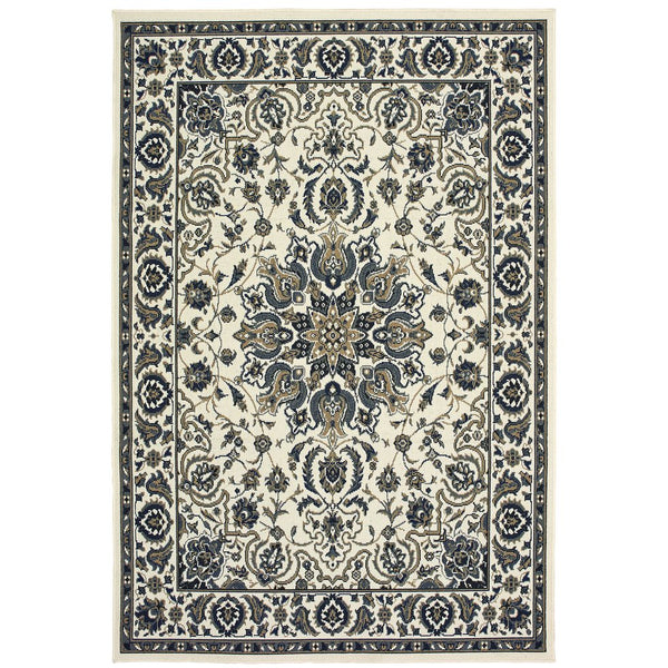 Oriental Weavers Marina Indoor/Outdoor Area Rug - Elegant Polypropylene Design With Timeless Geometric Patterns Ivory,Navy Polypropylene M1248w240330st