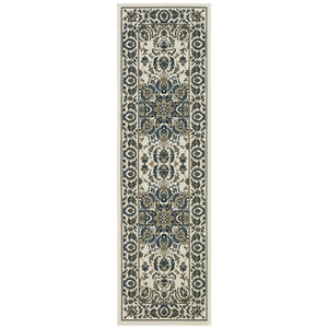 Oriental Weavers Marina Indoor/Outdoor Area Rug - Elegant Polypropylene Design With Timeless Geometric Patterns Ivory,Navy Polypropylene M1248w067230st