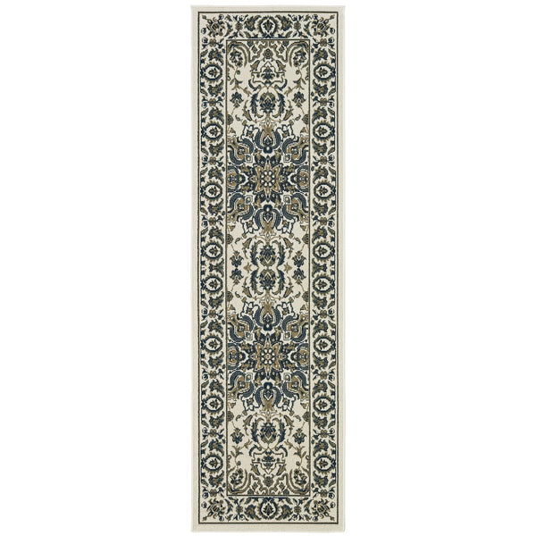 Oriental Weavers Marina Indoor/Outdoor Area Rug - Elegant Polypropylene Design With Timeless Geometric Patterns Ivory,Navy Polypropylene M1248w067230st