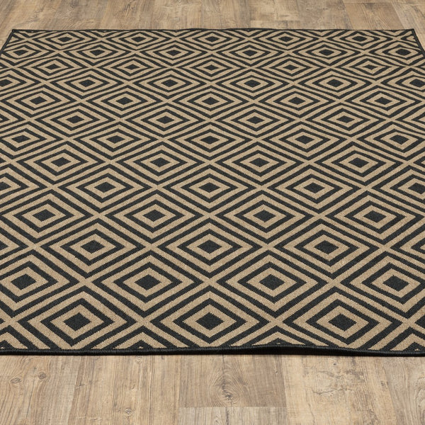 Oriental Weavers Marina Indoor/Outdoor Area Rug - Stylish, Timeless Design In Classic Neutral Palette For Any Space Black,Tan Polypropylene M2335k240330st