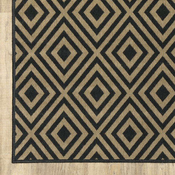 Oriental Weavers Marina Indoor/Outdoor Area Rug - Stylish, Timeless Design In Classic Neutral Palette For Any Space Black,Tan Polypropylene M2335k240330st