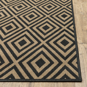 Oriental Weavers Marina Indoor/Outdoor Area Rug - Stylish, Timeless Design In Classic Neutral Palette For Any Space Black,Tan Polypropylene M2335k240330st