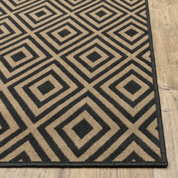 Oriental Weavers Marina Indoor/Outdoor Area Rug - Stylish, Timeless Design In Classic Neutral Palette For Any Space Black,Tan Polypropylene M2335k240330st