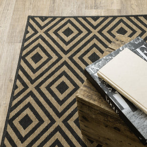 Oriental Weavers Marina Indoor/Outdoor Area Rug - Stylish, Timeless Design In Classic Neutral Palette For Any Space Black,Tan Polypropylene M2335k240330st