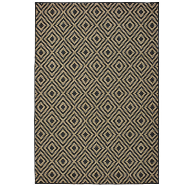 Oriental Weavers Marina Indoor/Outdoor Area Rug - Stylish, Timeless Design In Classic Neutral Palette For Any Space Black,Tan Polypropylene M2335k240330st