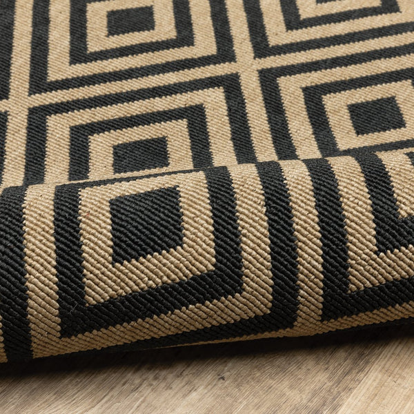 Oriental Weavers Marina Indoor/Outdoor Area Rug - Stylish, Timeless Design In Classic Neutral Palette For Any Space Black,Tan Polypropylene M2335k240330st