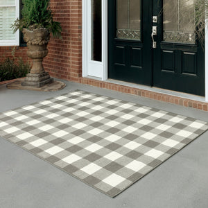 Oriental Weavers Marina Elegant Indoor/Outdoor Area Rug - Timeless Patterns In Classic Neutral Palette For Any Space Grey,Ivory Polypropylene M2598w200290st