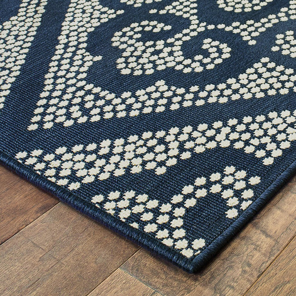 Oriental Weavers Marina Indoor/Outdoor Area Rug – Elegant Polypropylene Design With Timeless Patterns And Colors Navy,Ivory Polypropylene M3804b160230st