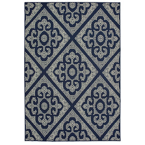 Oriental Weavers Marina Indoor/Outdoor Area Rug – Elegant Polypropylene Design With Timeless Patterns And Colors Navy,Ivory Polypropylene M3804b160230st