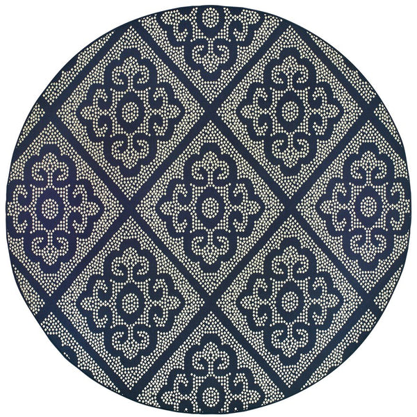 Oriental Weavers Marina Indoor/Outdoor Area Rug – Elegant Polypropylene Design With Timeless Patterns And Colors Navy,Ivory Polypropylene M3804b240rdst
