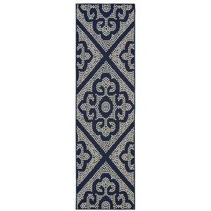 Oriental Weavers Marina Indoor/Outdoor Area Rug – Elegant Polypropylene Design With Timeless Patterns And Colors Navy,Ivory Polypropylene M3804b067230st