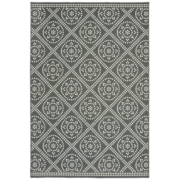 Oriental Weavers Marina Elegant Indoor/Outdoor Area Rug - Timeless Patterns In Classic High Contrast Colors Grey,Ivory Polypropylene M3969l073135st