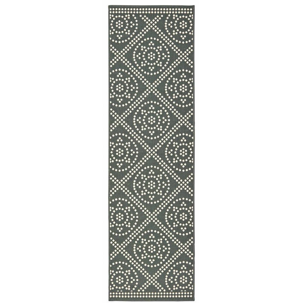 Oriental Weavers Marina Elegant Indoor/Outdoor Area Rug - Timeless Patterns In Classic High Contrast Colors Grey,Ivory Polypropylene M3969l067230st