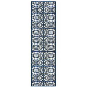 Oriental Weavers Marina Elegant Indoor/Outdoor Area Rug In Classic Neutral Palette - Timeless Geometric Design Ivory,Navy Polypropylene M5927b067230st