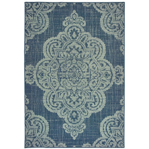 Oriental Weavers Marina Elegant Indoor/Outdoor Area Rug - Timeless Geometric Designs In Classic Neutral Palette Navy,Grey Polypropylene M5929b073135st