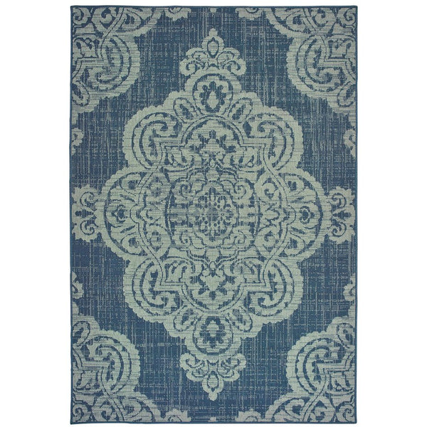Oriental Weavers Marina Elegant Indoor/Outdoor Area Rug - Timeless Geometric Designs In Classic Neutral Palette Navy,Grey Polypropylene M5929b073135st