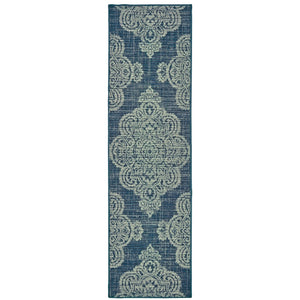 Oriental Weavers Marina Elegant Indoor/Outdoor Area Rug - Timeless Geometric Designs In Classic Neutral Palette Navy,Grey Polypropylene M5929b067230st