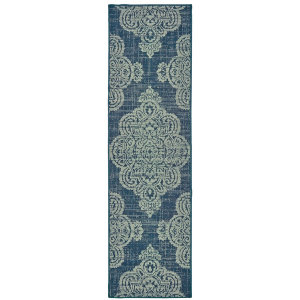 Oriental Weavers Marina Elegant Indoor/Outdoor Area Rug - Timeless Geometric Designs In Classic Neutral Palette Navy,Grey Polypropylene M5929b067230st