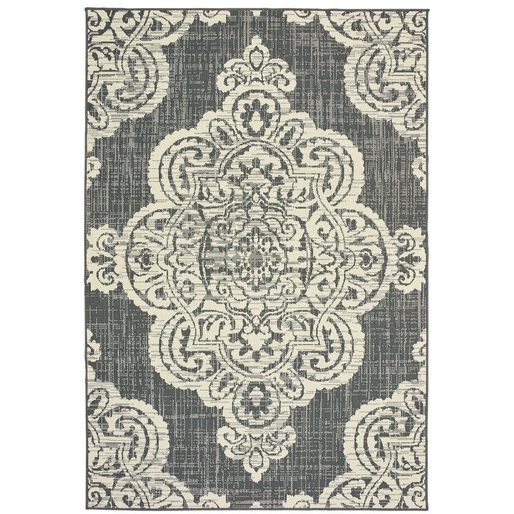 Oriental Weavers Marina Indoor/Outdoor Area Rug - Classic Neutral Palette With Timeless Geometric Patterns And Style Grey,Ivory Polypropylene M5929e160230st
