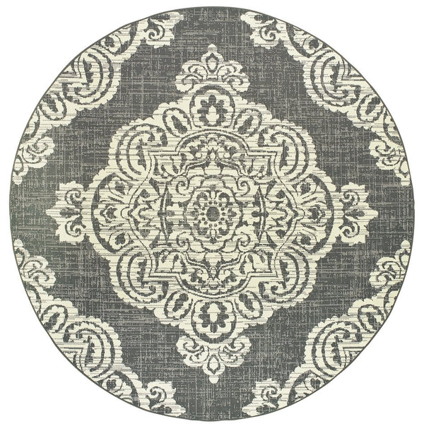Oriental Weavers Marina Indoor/Outdoor Area Rug - Classic Neutral Palette With Timeless Geometric Patterns And Style Grey,Ivory Polypropylene M5929e240rdst