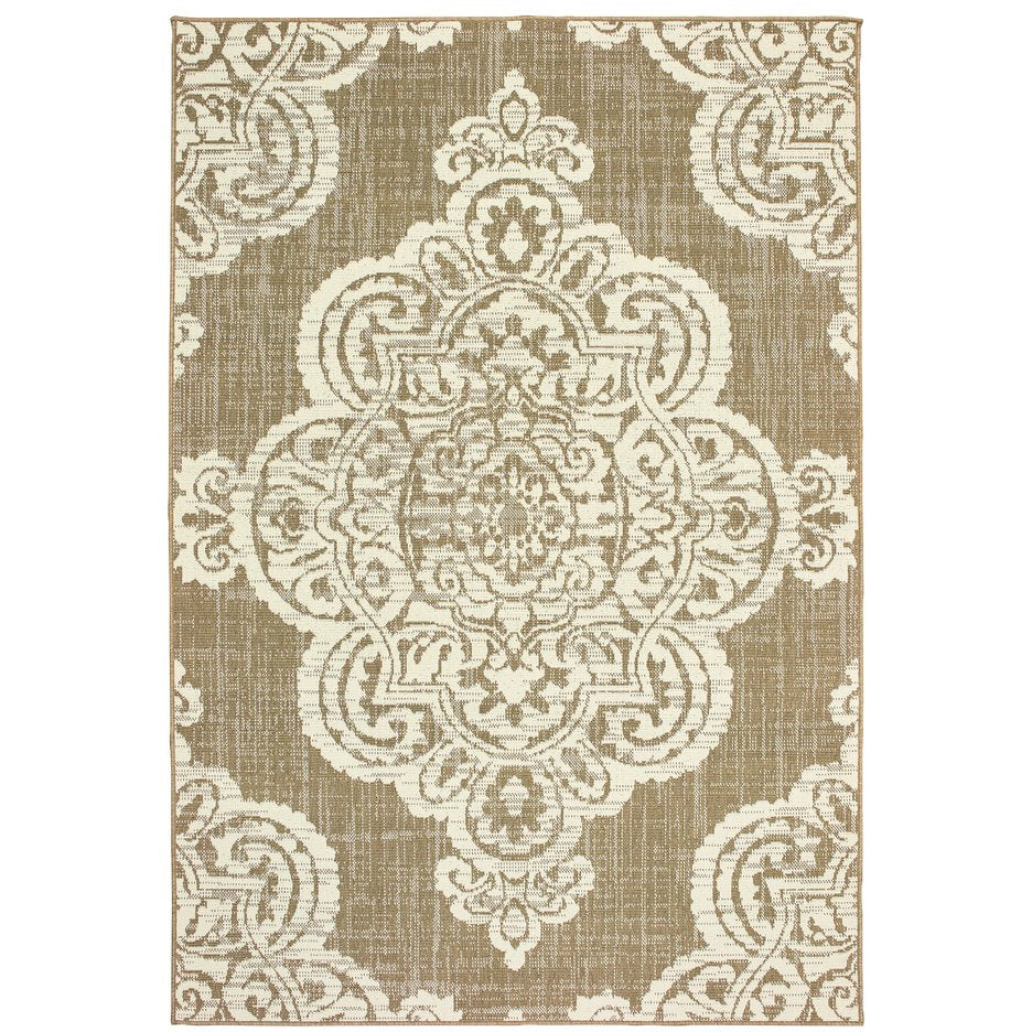 Oriental Weavers Marina Elegant Indoor/Outdoor Area Rug - Classic Geometric Design In Neutral Palette For Timeless Style Tan,Ivory Polypropylene M5929j160230st