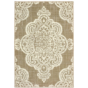Oriental Weavers Marina Elegant Indoor/Outdoor Area Rug - Classic Geometric Design In Neutral Palette For Timeless Style Tan,Ivory Polypropylene M5929j160230st