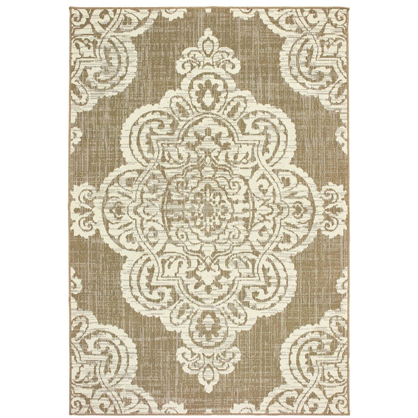 Oriental Weavers Marina Elegant Indoor/Outdoor Area Rug - Classic Geometric Design In Neutral Palette For Timeless Style Tan,Ivory Polypropylene M5929j160230st