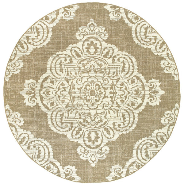 Oriental Weavers Marina Elegant Indoor/Outdoor Area Rug - Classic Geometric Design In Neutral Palette For Timeless Style Tan,Ivory Polypropylene M5929j240rdst
