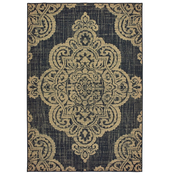 Oriental Weavers Marina Indoor/Outdoor Area Rug - Elegant Geometric Design In Timeless Neutral Palette For Any Space Black,Tan Polypropylene M5929k053114st