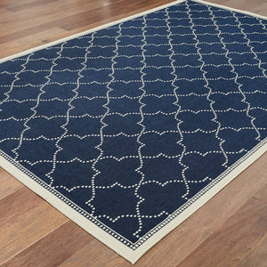 Oriental Weavers Marina Indoor/Outdoor Area Rug - Elegant High-contrast Design, Durable Polypropylene For Timeless Style Navy,Ivory Polypropylene M6025p160230st